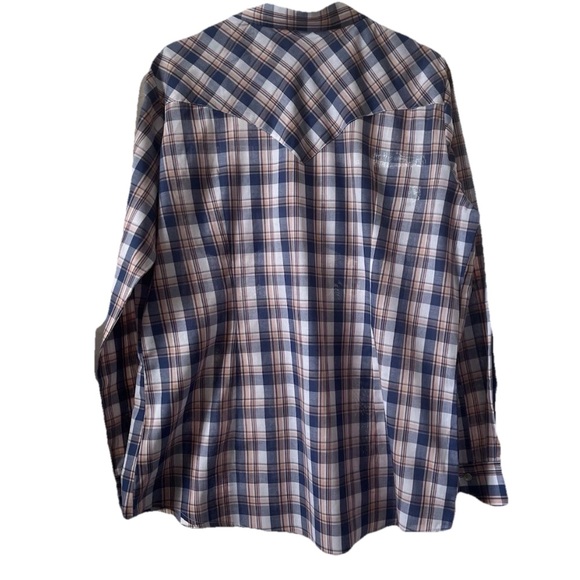 Women's Wrangler Essential Western Anthem Blue Plaid Long Sleeve Shirt Size XL - Picture 2 of 12